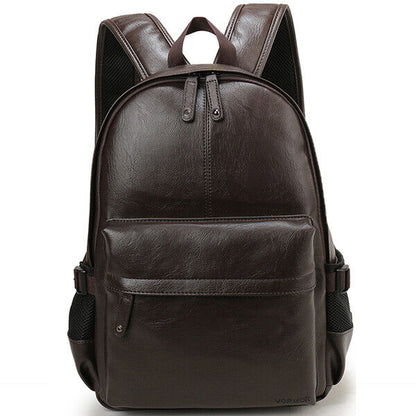 Men Backpack Leather School Backpack Bag Travel Bag Leather Book Bag Male