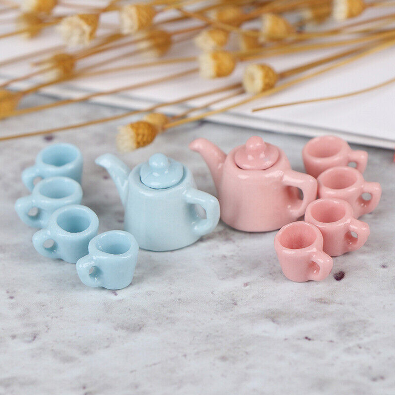 5Pcs/set 1:12 Dollhouse miniature modern porcelain tea cup seA-ca