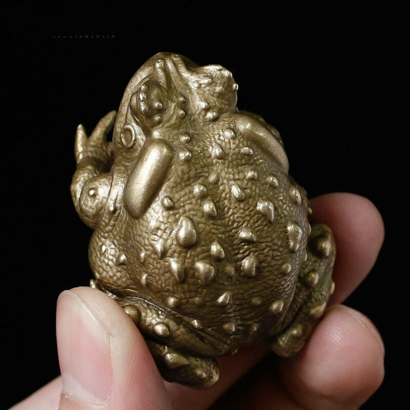 Antique Bronze Sculpture Solid Brass Small Toad Statue Home Decoration Ornaments
