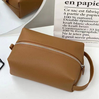 Customized Letters Wash Bag Large Genuine Leather Travel Cosmetic Bags 20*8*8 CM