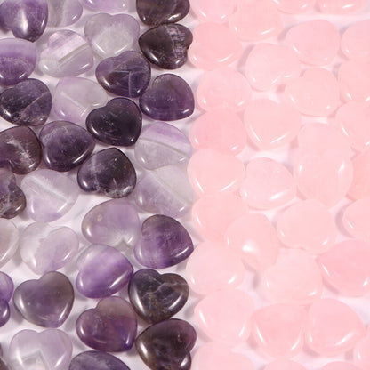 Natural Amethyst Rose Quartz Healing Gem Stone Crystal Stone Heart 20x8mm 30pcs