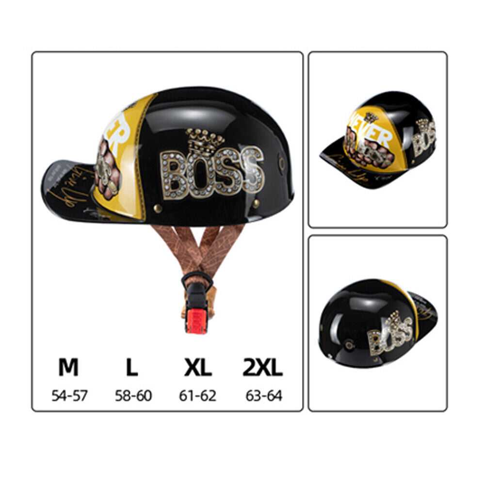 Motorcycle Half Helmet Open Face Motorcycle Half Helmet Retro Baseball Cap