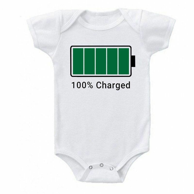 Family Matching T-Shirts Mommy Low Battery Charged Father Kids Baby Bodysuit Son