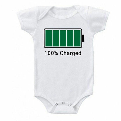 Family Matching T-Shirts Mommy Low Battery Charged Father Kids Baby Bodysuit Son