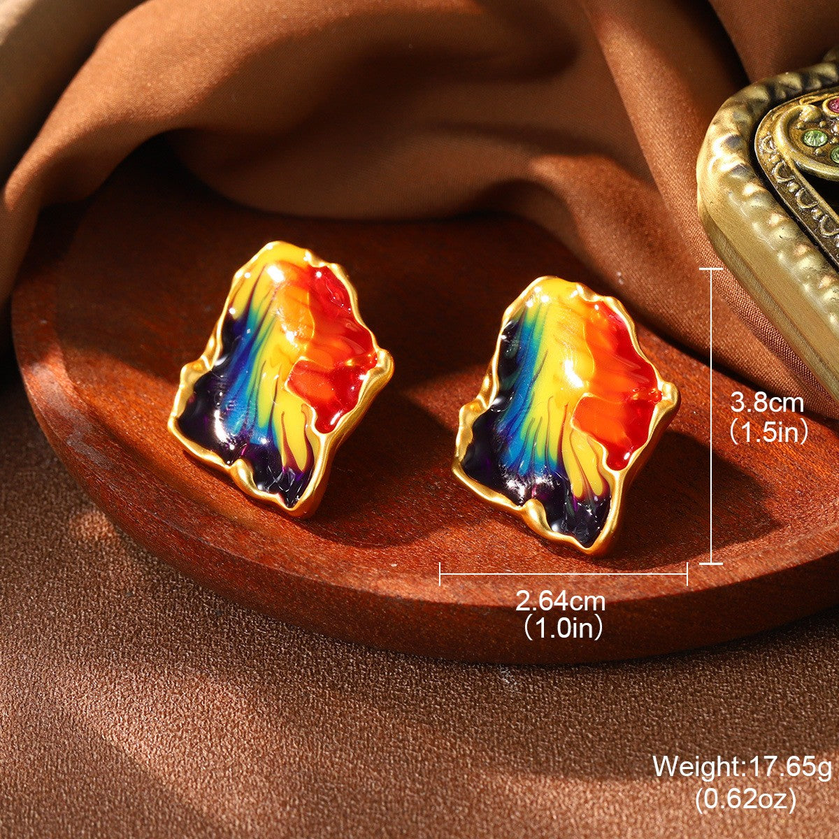 Enamel Colored Van Gogh Serie Oil Painting Personalized Design Classical Earring