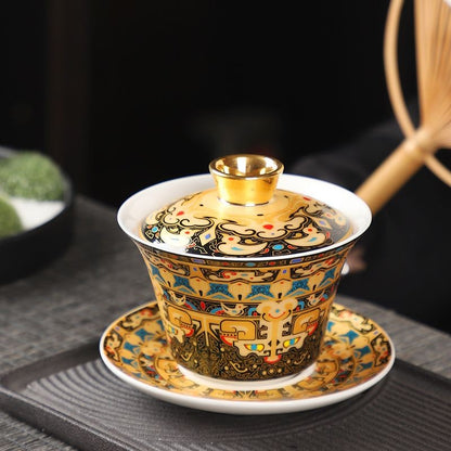 Tangka Gold & Silver Inlay Suspension Gaiwan 150ml Master Handmade Tea Bowl