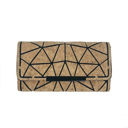 Cork Three Fold Long Wallet Fashion Credit Card Holder Clutch Purse Money Bags