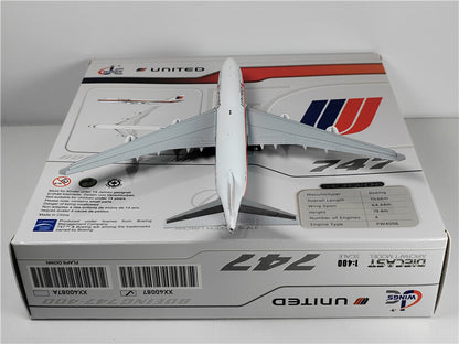 JC Wings FOR United Airlines FOR BOEING B747-400 N183UA 1:400 Pre-built Model