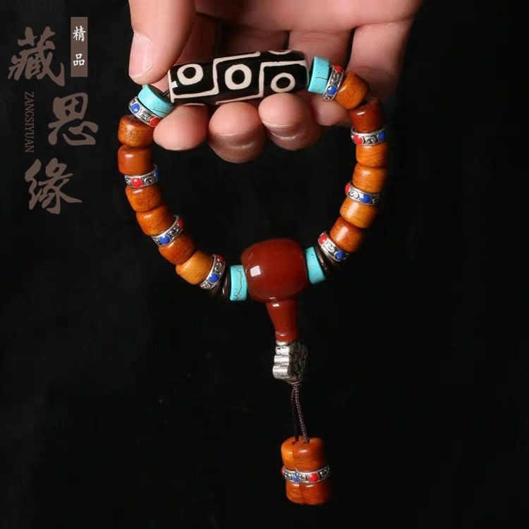 Tibetan Style Beads Bracelet 8x10mm Prayer Beads Wrist Mala Unisex