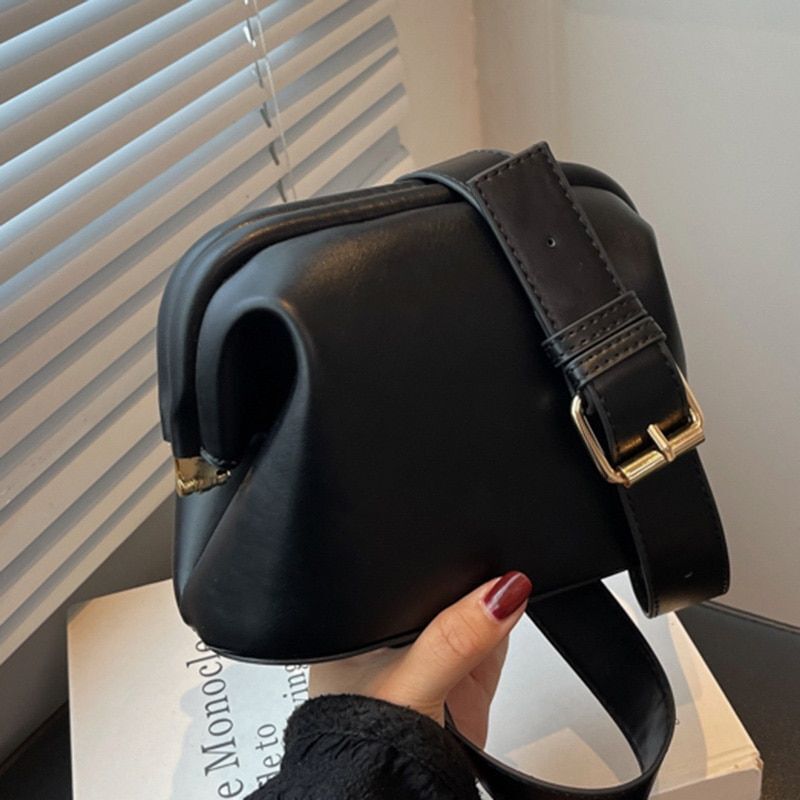 Shoulder Bag Synthetic Leather Crossbody Purse Handbag Black Tote 19*14*8.5 CM