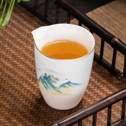 Handmade Painted Ceramics Fairness Cup 200ml 6.8oz Chinese Kung Fu Tea Set