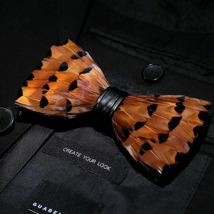 Men's Luxury Bowtie 12x5cm Peacock Feather Leather Bow Ties Fashion Party Formal