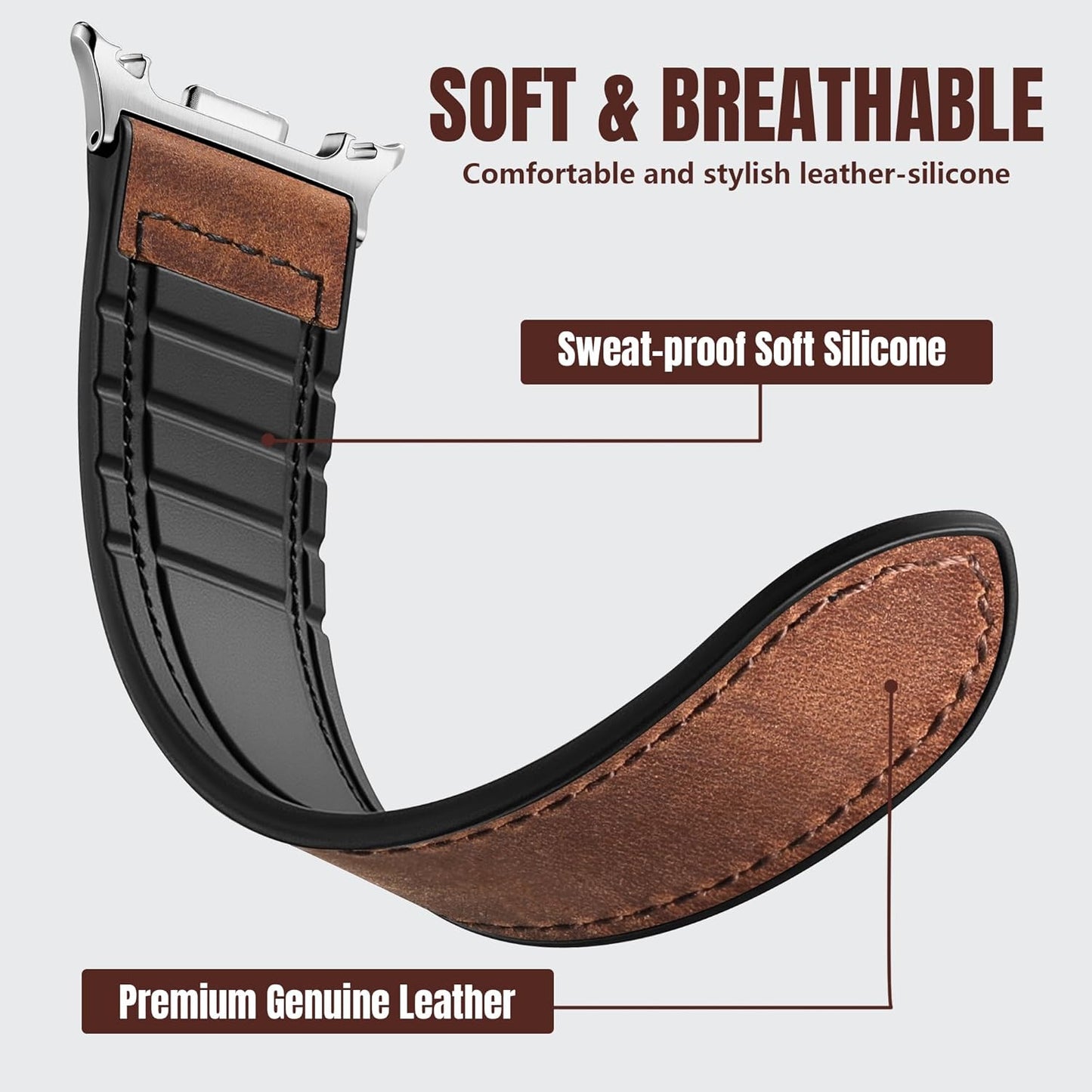 Magnetic Leather Bands Compatible with Galaxy Watch 8 Band 40Mm 44Mm, Galaxy Wat