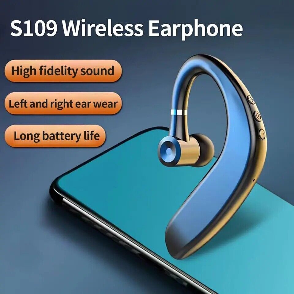 Bluetooth Driving Trucker Headset Earphone Earpiece Noise Cancelling S109 Single