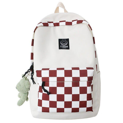 Plaid Backpack Traveling School Bag Laptop College Book Bag 30*14*44CM Green/Red