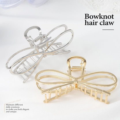 2PCS Gold Bow Claw Clip Metal Hair Clips Large Bow Hair Catch Barrette Hair
