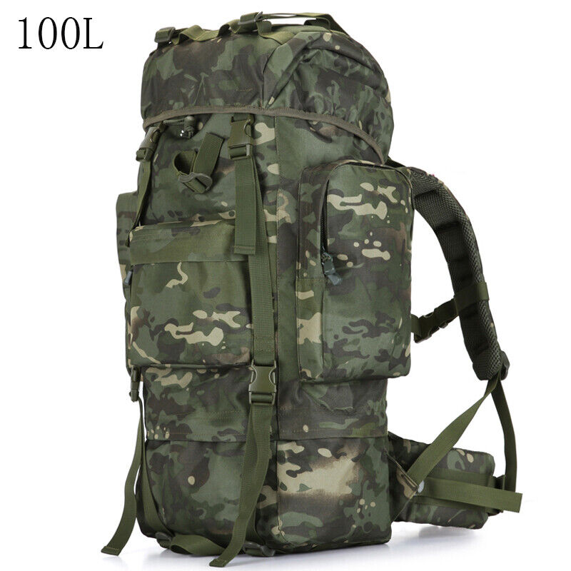 100L Military Tactical Backpack Large Capacity Waterproof Travel Bag Rain Cover