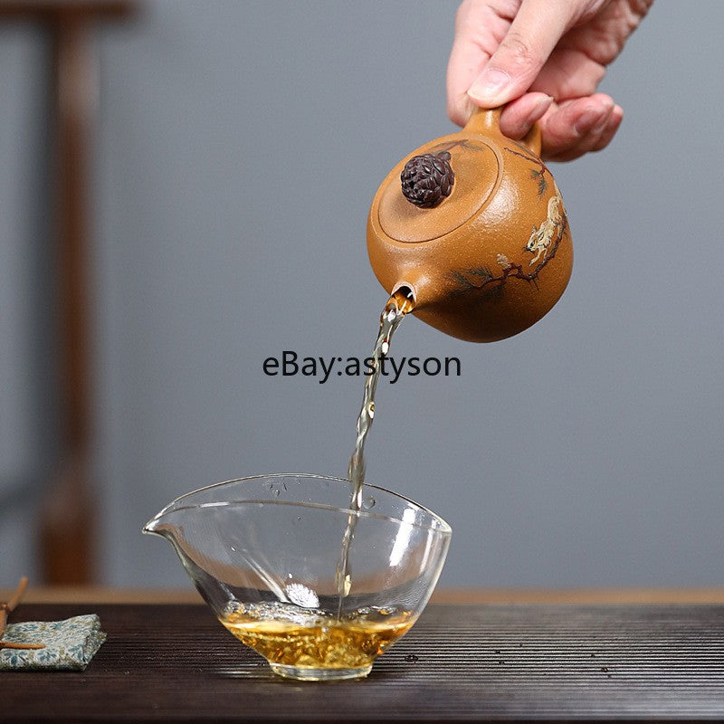 Handmade Tea Pot Marked Real Yixing Zisha Yellow Jiangpo Clay Master Pot 180ml