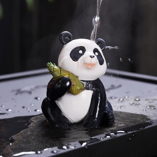 Color Change In Touch Of Hot Water Resin Panda Statue Table Decoration Tea Pet