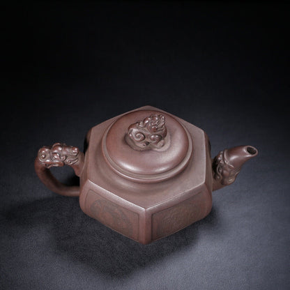 Chinese Yixing Zisha Clay Handmade Exquisite Teapot（六方 底款：徐汉棠）