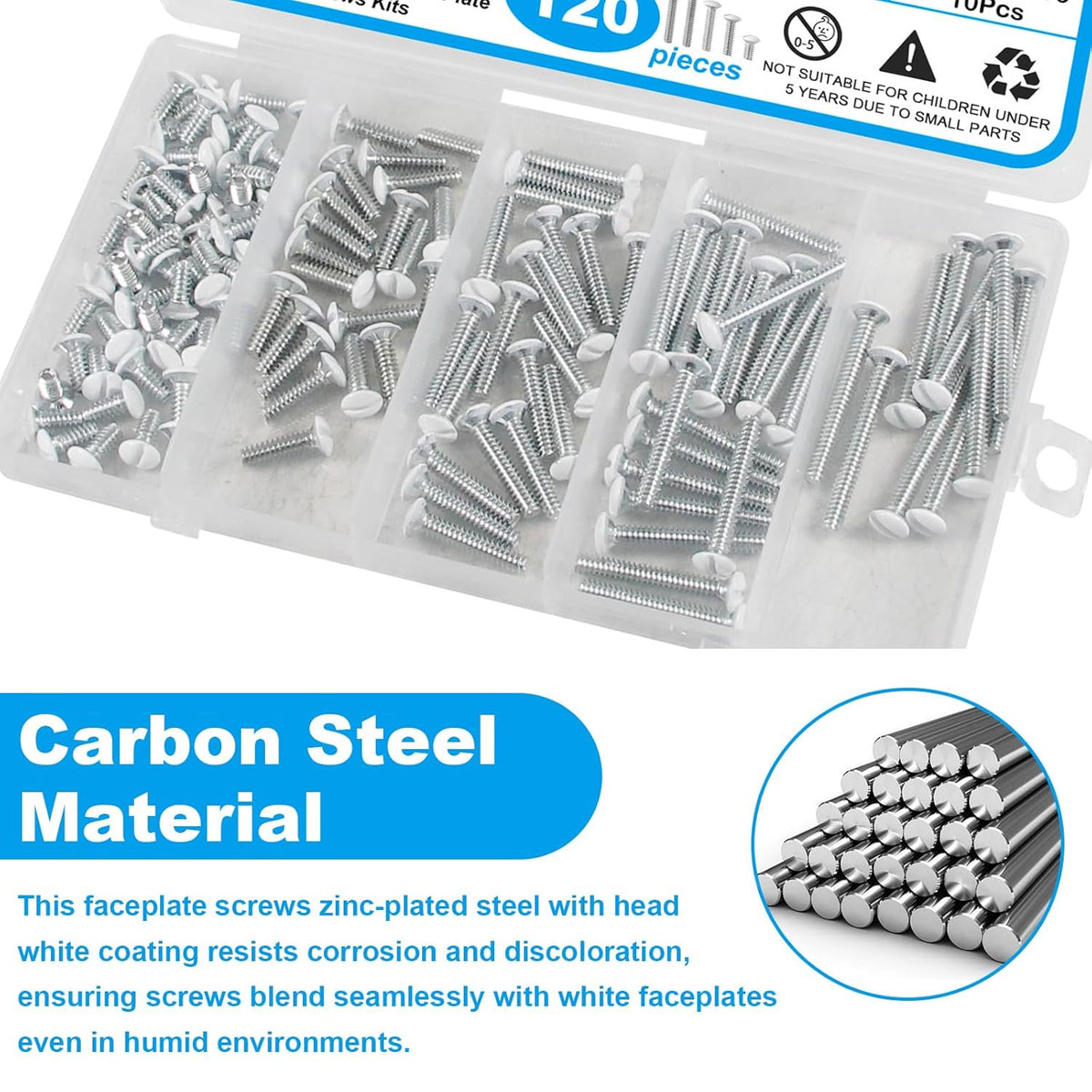 120 PCS White Wall Plate Screws Kit, White Outlet Screws 6-32 Thread Electrical
