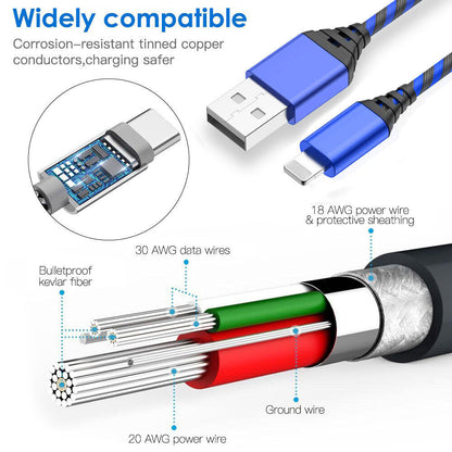 2x Charging Cable 3/6/10ft Data Sync Charge Cord For iPhone 12 Pro Max mini/Pro