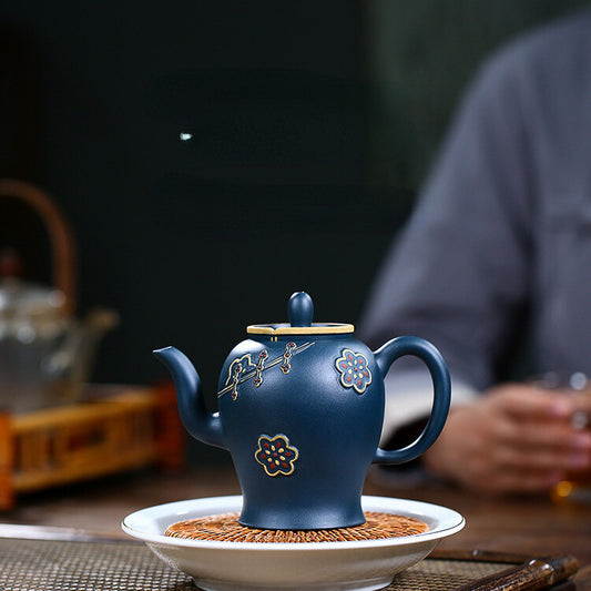 5.6" China Yixing Zisha Pottery Celeste Clay Handmade 280cc Cheongsam Teapot