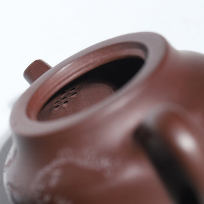 6.8oz China Marked Tea Pot 7 Infuser Holes Hand Carved Flower Plum Master Zisha