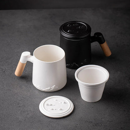 Creative Mountain Ceramic Tea Mug with Infuser