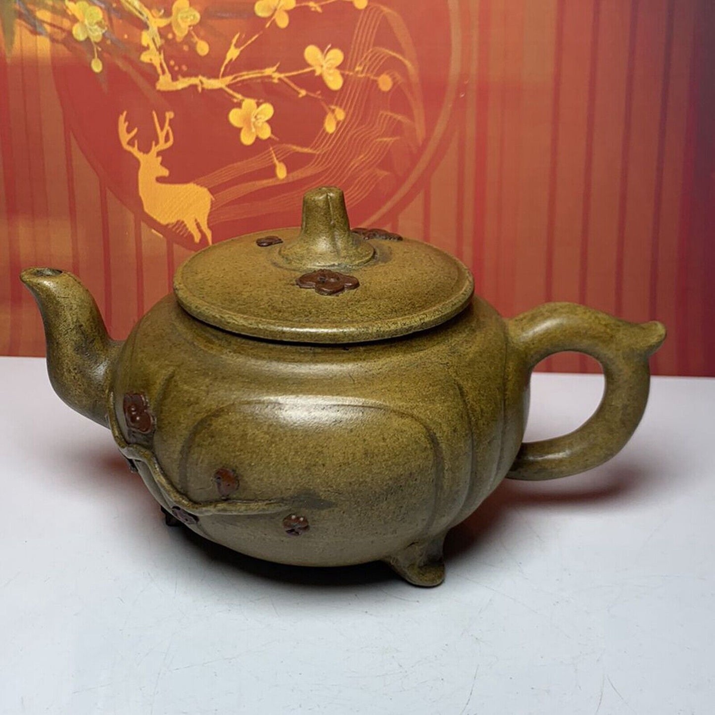 Vintage Chinese Yixing Purple Clay Teapot Zisha Ceremony Plum Flower Teaware Art