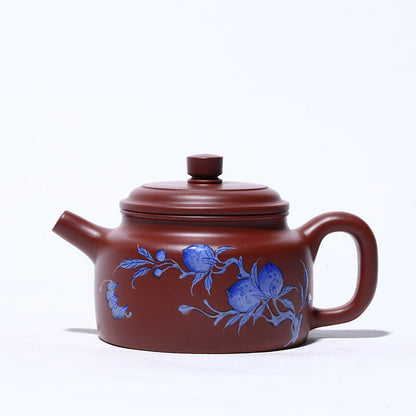 China Yixing Zisha Pottery Clovershrub Clay Handmade 240cc Peaches Teapot