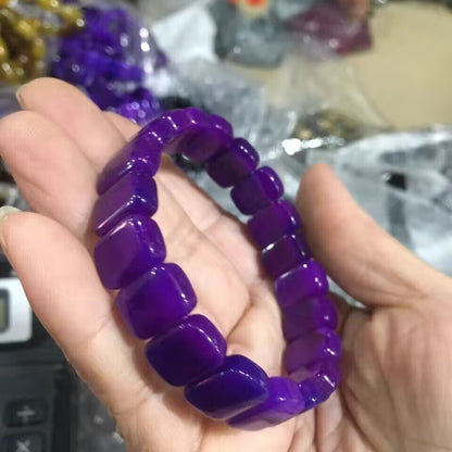 Men Women Top Quality Natural Purple Amethyst Crystal Gem Beaded Bracelet