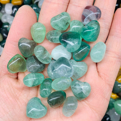 10pc Natural fluorite Mini Heart hand-carved quartz crystal Reiki healing