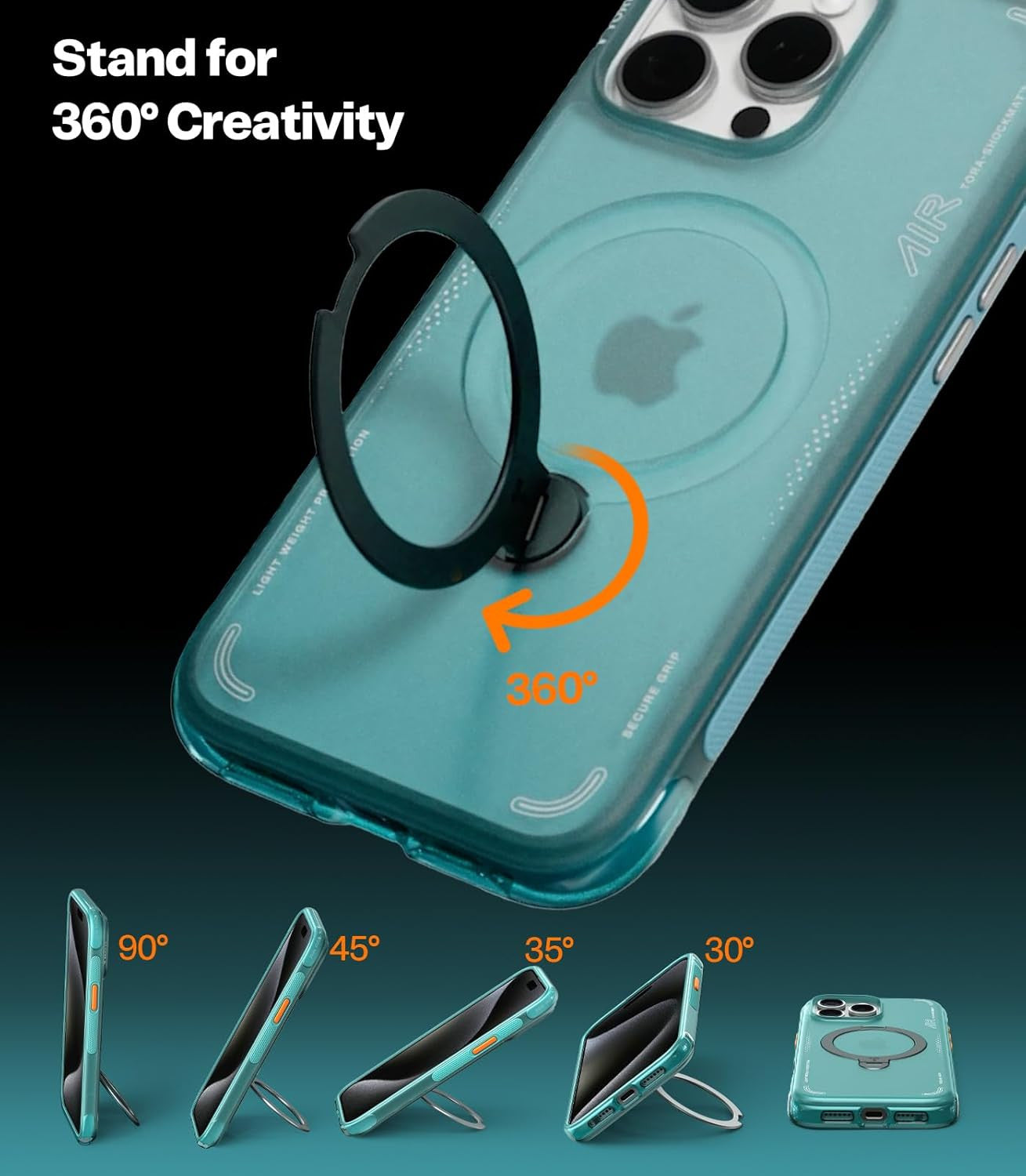 Ostand Q3 Air for Iphone 15 Pro Max Case with Magsafe & 360 Magnetic Stand, Dyna