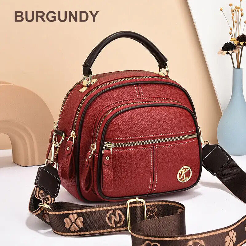 Multifunctional Compartments Adjustable Wide Shoulder Strap PU Crossbody Bag