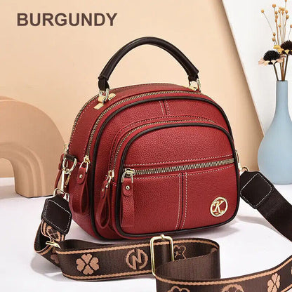 Multifunctional Compartments Adjustable Wide Shoulder Strap PU Crossbody Bag