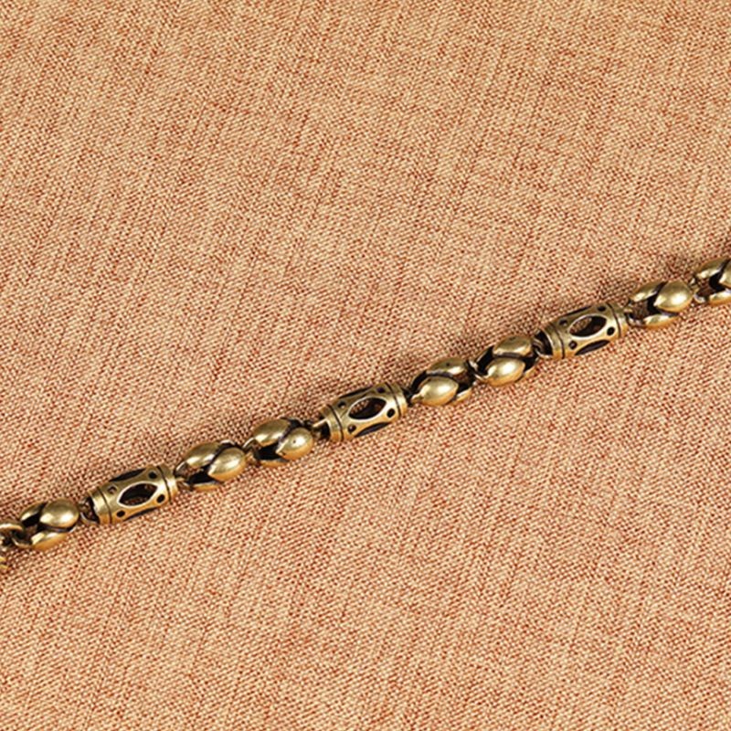 Vintage Bronze Dragon Head Bracelet Brass Bone Chain Hip Hop Men's Accessory