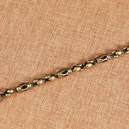 Vintage Bronze Dragon Head Bracelet Brass Bone Chain Hip Hop Men's Accessory