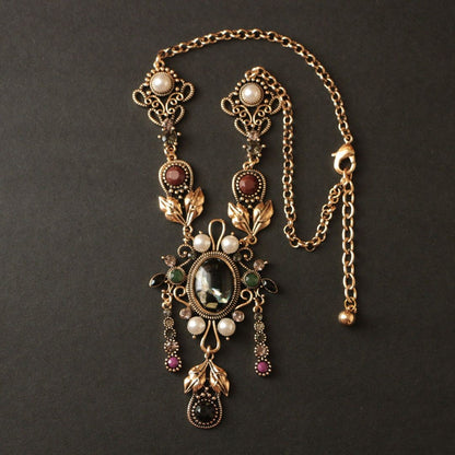 Dark Goddess Bohemian Necklace Vintage Ethnic Crystal Tassel Forehead Pendant