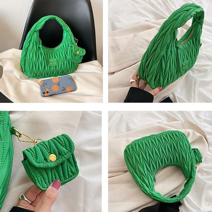 2PCS Set Half Moon Bag Purses Handbags Luxury Nylon Tote Underarm Bag 29*15*9 CM