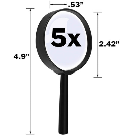 24 Pack Plastic Magnifying Glass with Handle, 5X Magnification, 4" Overall Size