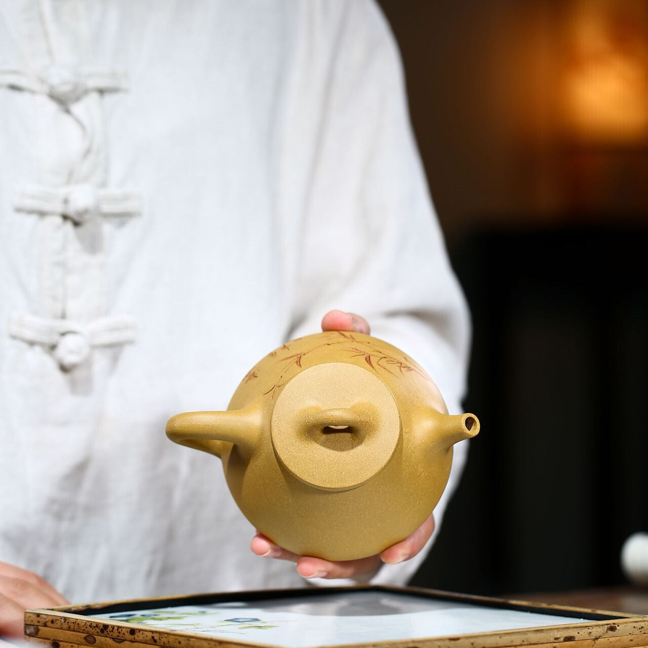 Bamboo Embossed Master Pot Real Yixing Zisha Duan Clay Shipiao Tea Pot Marked