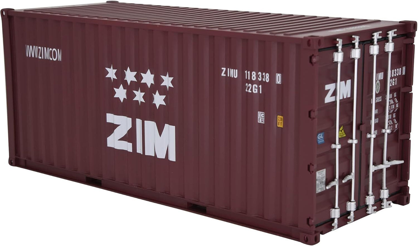 1:20 ZIM 20GP Shipping Container Model Abs Resin & Wood Toy Home Decoration Gift