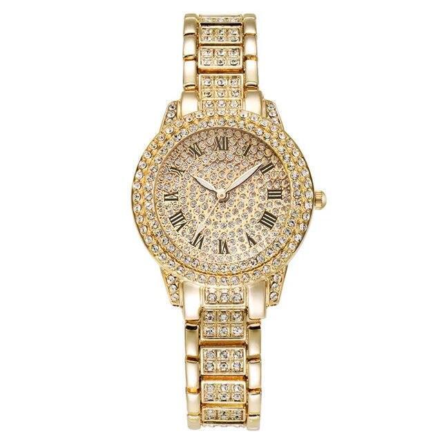 Reloj De Cuarzo Con Diamantes Para Mujer Pulsera Elegante Femenina De Marca Lujo