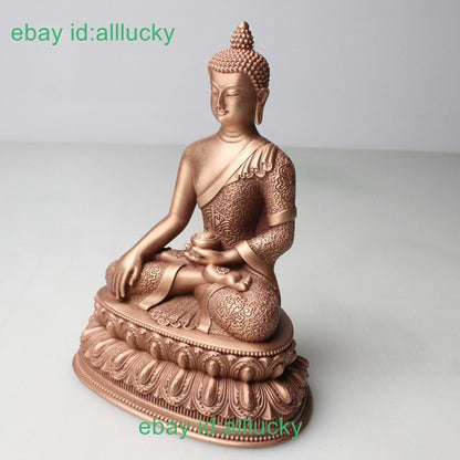 10cm Red Copper Carving Sakyamuni Buddha Statue Tibet
