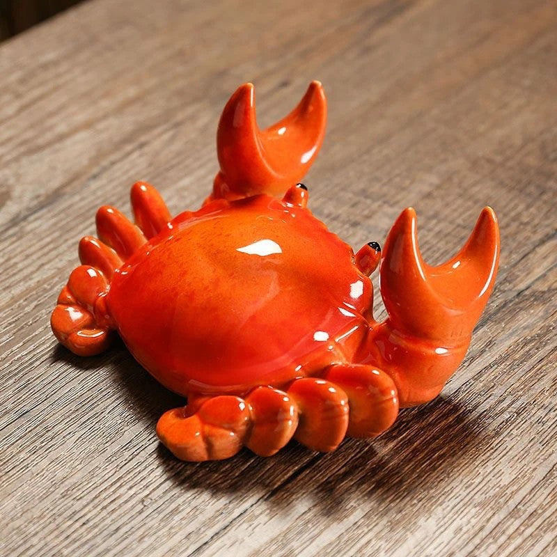 12.2cm Chinese Ceramic Crab Tea Brush Holder Pen Holder Tea Pet Ornament
