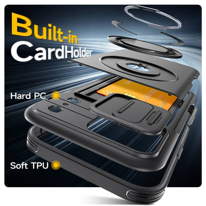 For iPhone 17 16 15 14 13 12 Pro Max 11 Case Wallet Card Holder Kickstand Rugged