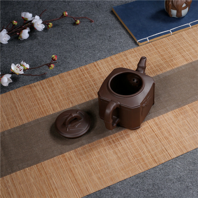 Chinese Yixing Zisha Clay Pottery Bamboo Leaf Auspicious Clay Pot 420Cc Teapot
