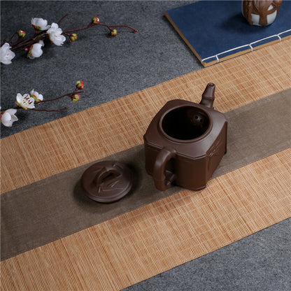 Chinese Yixing Zisha Clay Pottery Bamboo Leaf Auspicious Clay Pot 420Cc Teapot