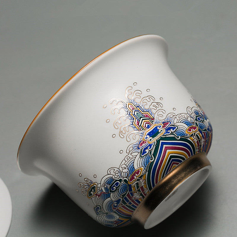 Jingdezhen Porcelain Gaiwan + Holder Cup Saucer Ceramic Tureen Tea Bowl Lid New